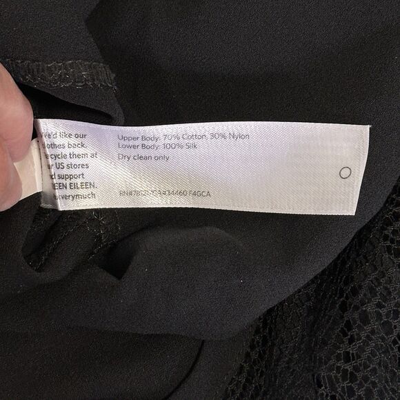 Eileen Fisher Silk Shift Dress Medium Black Minimal Timeless Sophisticated Sleek - Picture 11 of 11